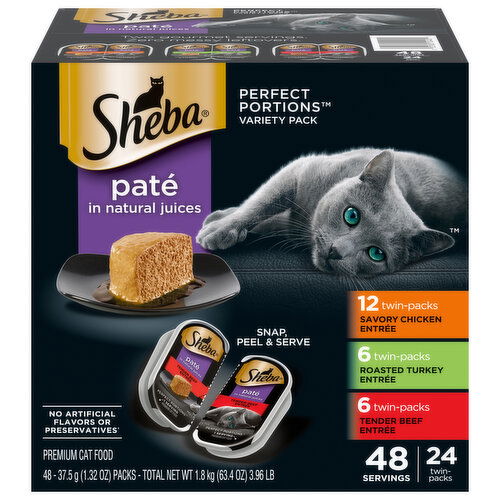 Sheba Perfect Portions Cat Food, Pate in Natural Juices, Assorted, Variety Pack