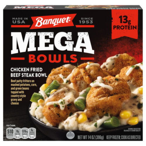Banquet Mega Bowls Mega Bowls Chicken Fried Beef Steak Frozen Dinner