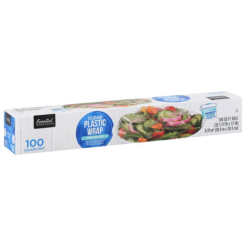 Essential Everyday Plastic Wrap, Clear, Perforated, 100 Square Feet