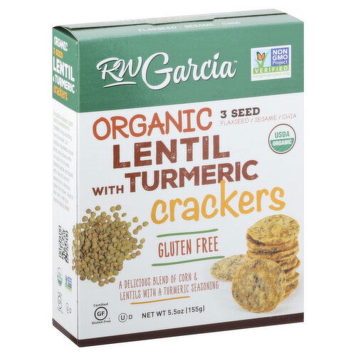 RW Garcia Crackers, Lentil with Turmeric, 3 Seed, Organic