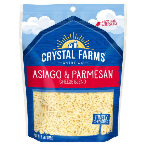 Crystal Farms Cheese, Finely Shredded, Asiago & Parmesan Cheese Blend
