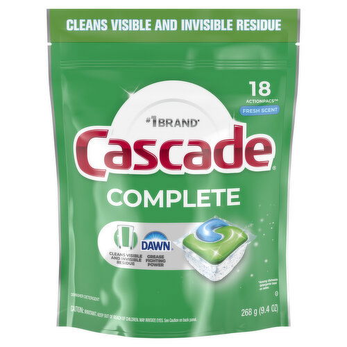 Cascade Cascade Complete Dishwasher Pods Detergent, Fresh, 18 Count