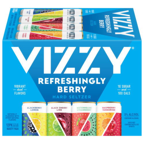 Vizzy Hard Seltzer, Refreshingly Berry, 12 Pack, Variety Pack