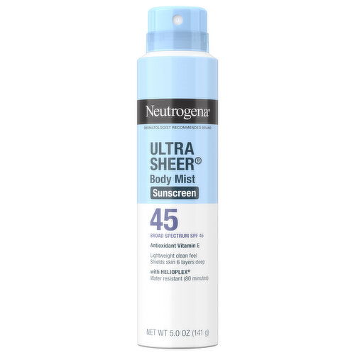 Neutrogena Ultra Sheer Sunscreen, Body Mist, Broad Spectrum SPF 45