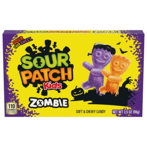SOUR PATCH KIDS Zombie Orange & Purple Soft & Chewy Halloween Candy, 3.5 oz