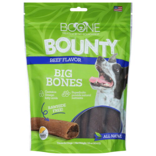 Boone Bounty Treats for Dogs, Beef Flavor, Big Bones