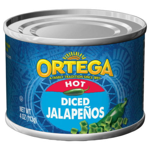 Ortega Jalapenos, Hot, Diced