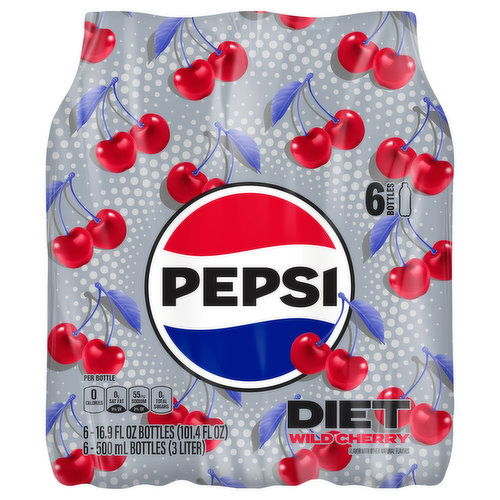 Pepsi Diet Pepsi Soda Wild Cherry Cola 16.9 Fl Oz 6 Count