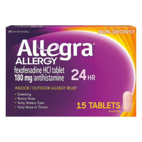 Allegra Allergy Relief, Indoor/Outdoor, Non-Drowsy, 24 Hrs, Tablets