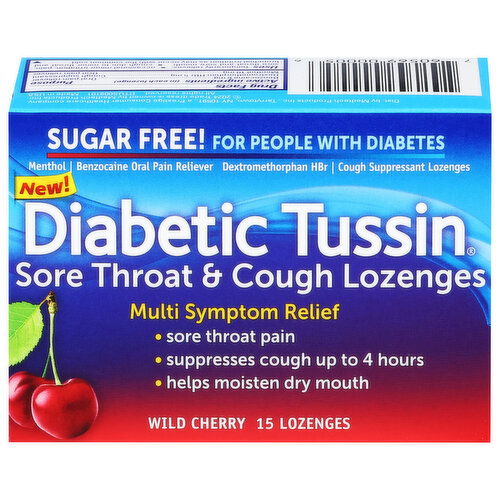 Diabetic Tussin Sore Throat & Cough Lozenges, Wild Cherry