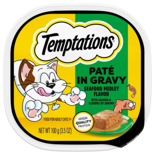 Temptations Cat Food, Seafood Medley Flavor, Pate in Gravy, Adult 1+