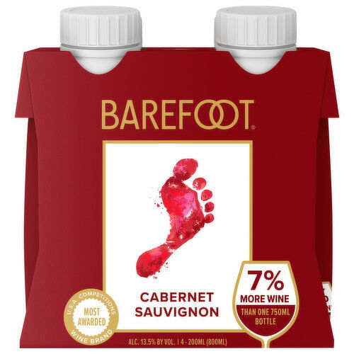 Barefoot Cabernet Sauvignon Red Wine 200ml 4pk