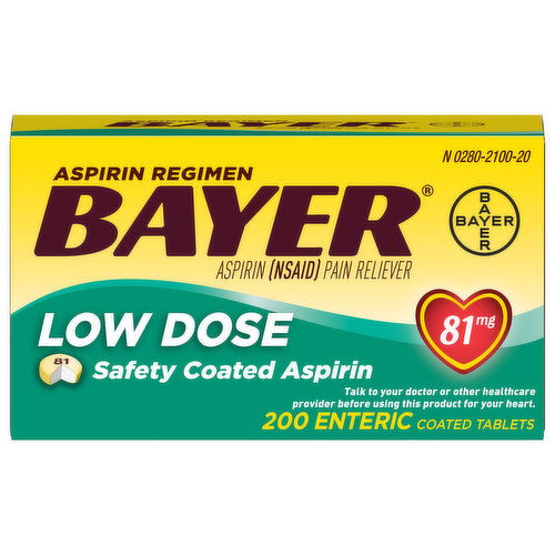 Bayer Aspirin Regimen Pain Reliever, 81 mg, Low Dose, Tablets