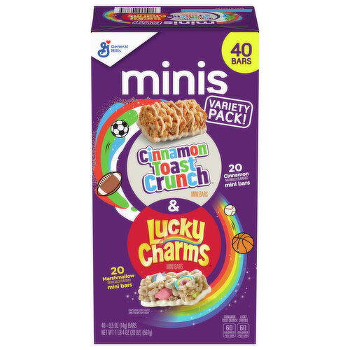 General Mills Cinnamon Toast Crunch/Lucky Charms Mini Bars Variety Pack