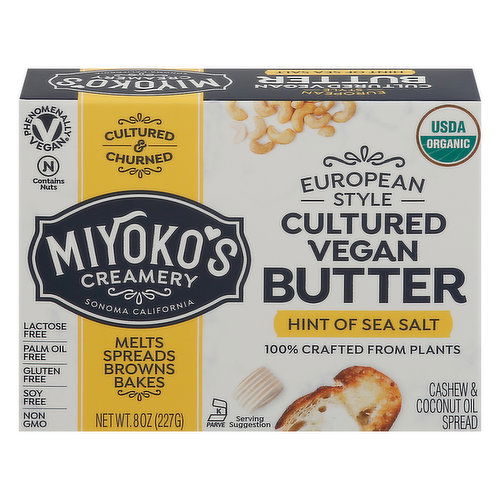 Miyoko's Creamery Vegan Butter, Cultured, Hint of Sea Salt, European Style