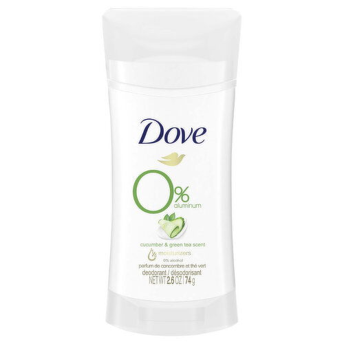 Dove Deodorant, 0% Aluminum, Cucumber & Green Tea Scent