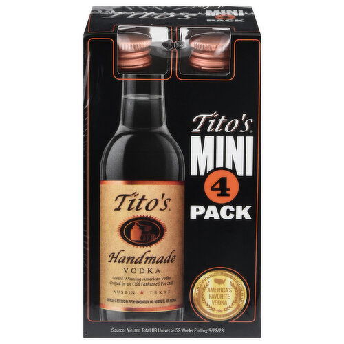 Tito's Vodka, Handmade, Mini, 4 Pack