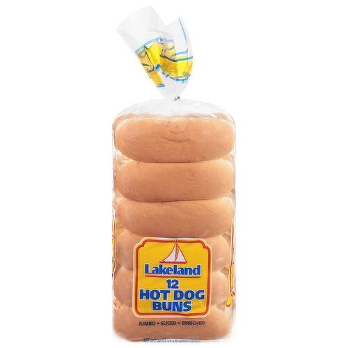 Lakeland Buns, Hot Dog, Jumbo