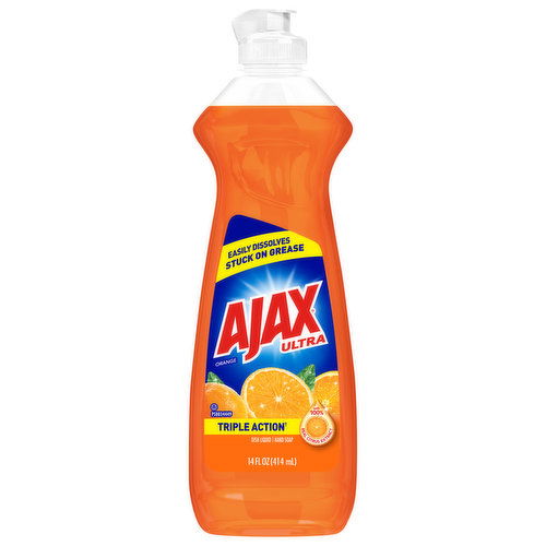 Ajax Ultra Dish Liquid/Hand Soap, Orange, Triple Action