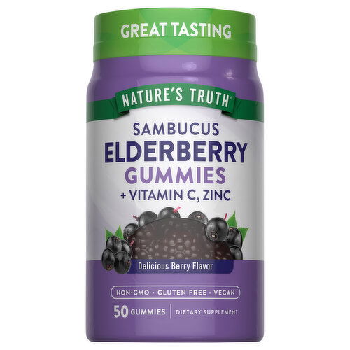 Nature's Truth Elderberry Gummies, Sambucus, Gummies, Delicious Berry Flavor