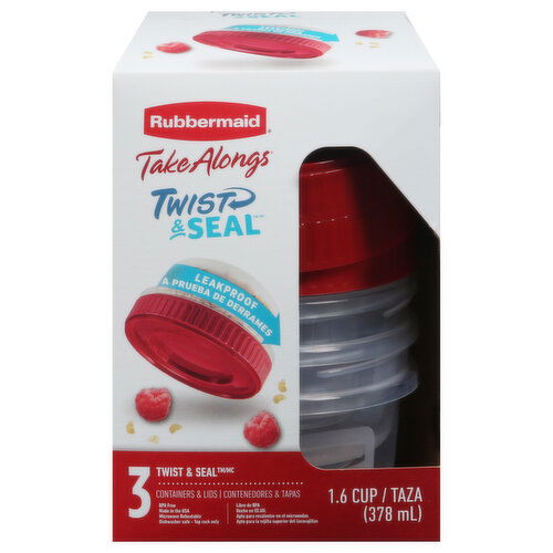 Rubbermaid Take Alongs Containers & Lids, Twist & Seal, 1.6 Cup