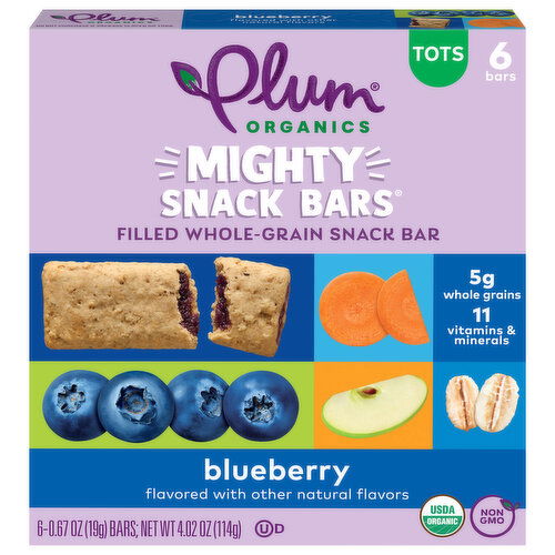 Plum Organics Mighty Snack Bars, Blueberry, Tots