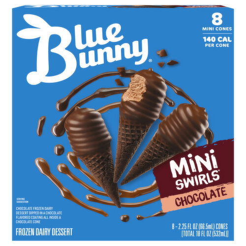 Blue Bunny Mini Swirls Frozen Dairy Dessert, Chocolate