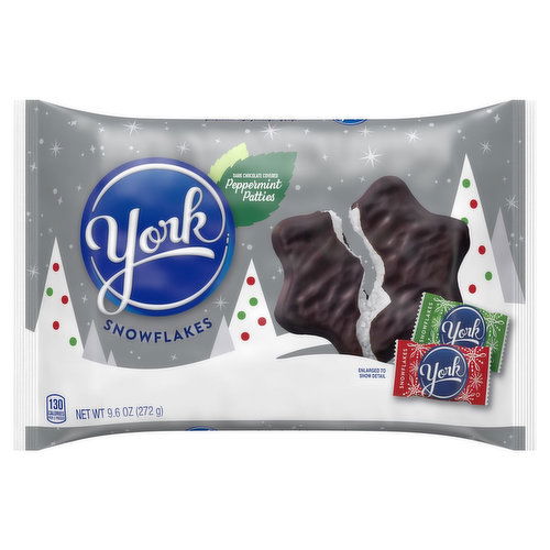 York Peppermint Patties, Dark Chocolate Covered, Snowflakes