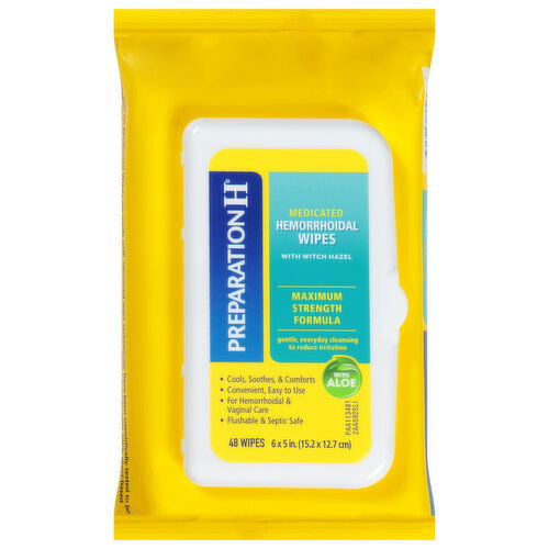 Preparation H Wipes, with Witch Hazel, Medicated, Hemorrhoidal