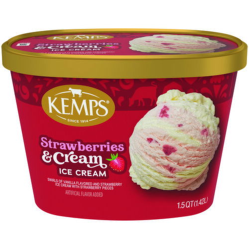 Kemps Strawberries & Cream Ice Cream