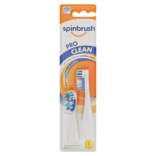 Spinbrush  Pro Clean Brush Heads, Replacement, Soft Bristles