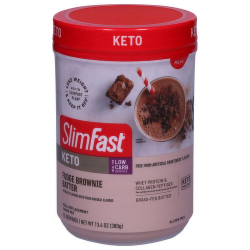 SlimFast Keto Meal Replacement Shake Mix, Fudge Brownie Batter