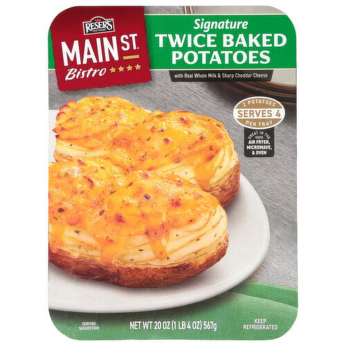 Main St Bistro Twice Baked Signature Potatoes with Real Whole Milk & Sharp Cheddar Cheese