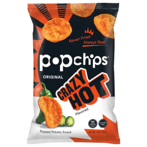 Popchips Popped Potato Snack, Crazy Hot Flavored, Original