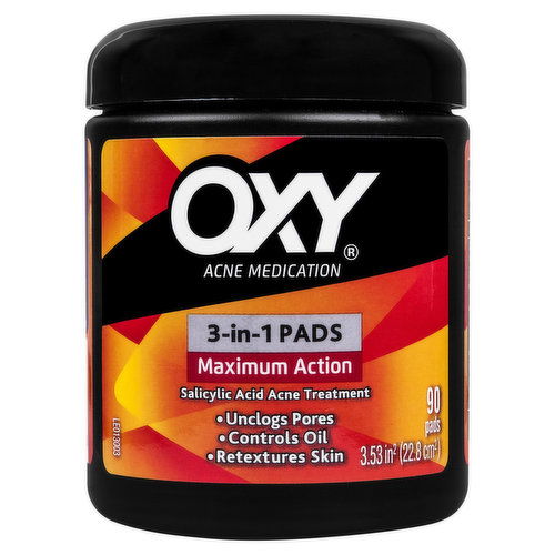 Oxy Acne Medication, Maximum Action, 3-in-1 Pads