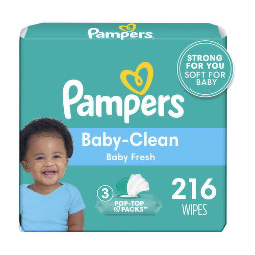 Pampers Baby Fresh Baby Clean Wipes Baby Fresh Scented 3X Pop-Top Packs