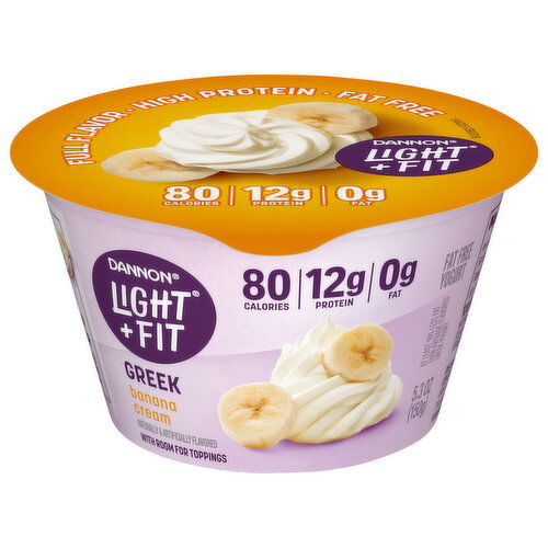 Dannon Light + Fit Yogurt, Fat Free, Banana Cream, Greek