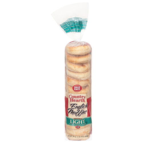 Country Hearth English Muffins, Light, Valu Pack