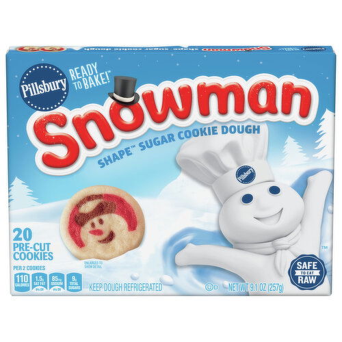 Pillsbury Ready to Bake! Cookie Dough, Pre-Cut, Snowman Shape, Sugar