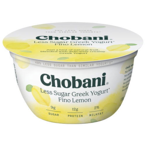 Chobani Yogurt, Greek, Less Sugar, Low-Fat, Fino Lemon