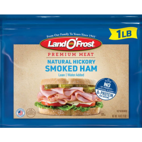 Land O'Frost Ham, Smoked, Natural Hickory, Lean, Water Added