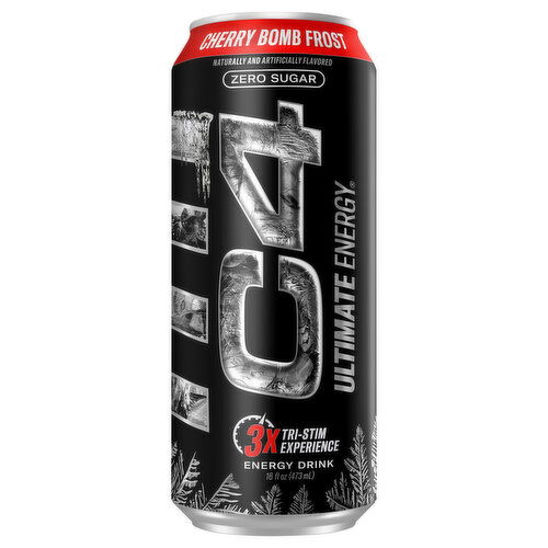 C4 Ultimate Energy Energy Drink, Cherry Bomb Frost, Zero Sugar