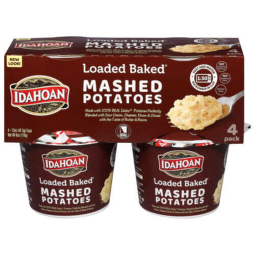 Idahoan Mashed Potatoes, Loaded Baked, 4 Pack