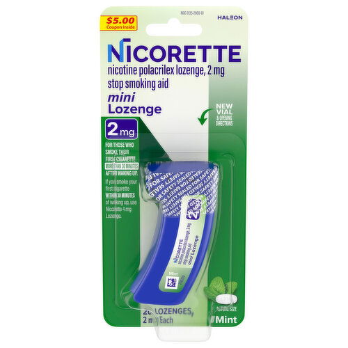 Nicorette Stop Smoking Aid, 2 mg, Mini Lozenge, Mint