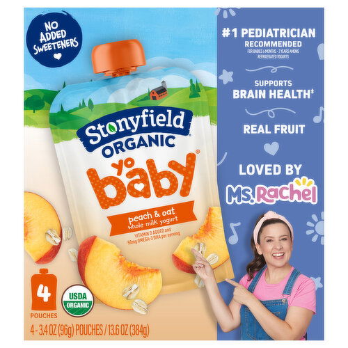 Stonyfield Organic Yo Baby Whole Milk Peach & Oat Yogurt