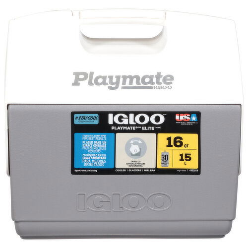 Igloo Playmate Elite Cooler, Gray/White, 16 Quart