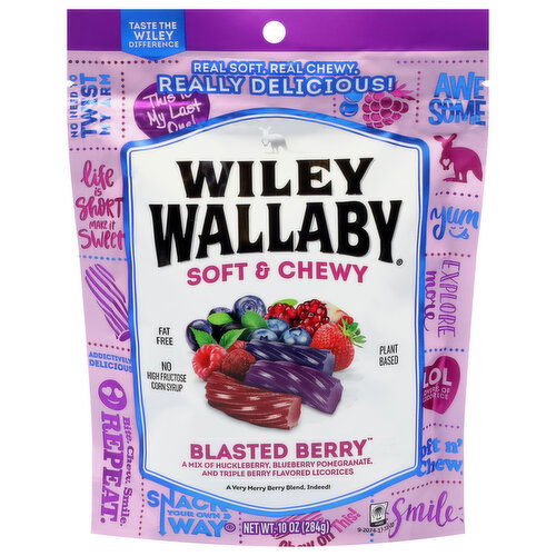 Wiley Wallaby Licorice, Blasted Berry, Soft & Chewy
