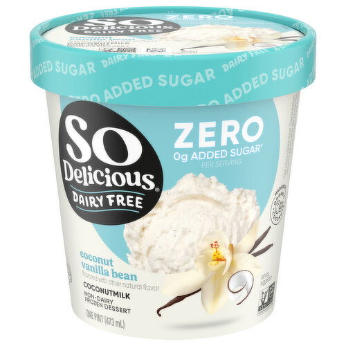 So Delicious Dairy Free Frozen Dessert, Non-Dairy, No Sugar Added, Vanilla Bean, Coconutmilk