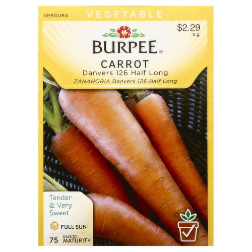 Burpee Seeds, Carrot, Danvers 126 Half Long