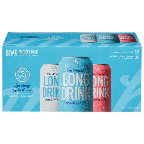 Long Drink Gin, Traditional Citrus/Zero Sugar Citrus/Cranberry, Variety Pack